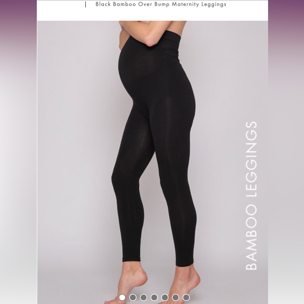 Black Bamboo Over Bump Maternity Leggings